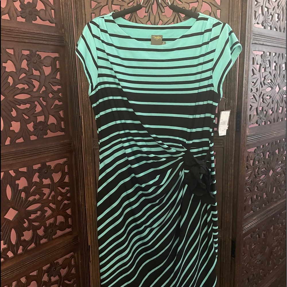 Aqua Blue Striped Dress - Never Worn